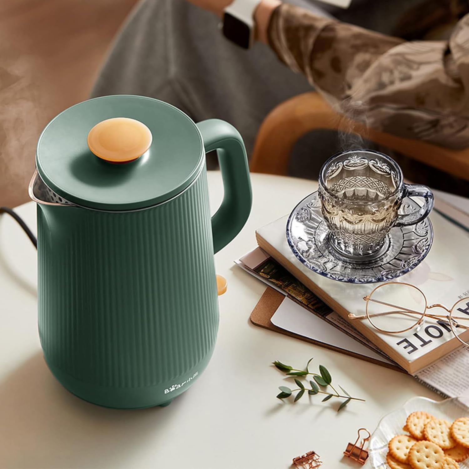 InderBear 1.6L Portable Electric Kettle - Auto Shut-Off 1800W Stainless Steel Fast Heating Boiling Hot Water Boiler kettle Pot For Home,Office,Outdoor