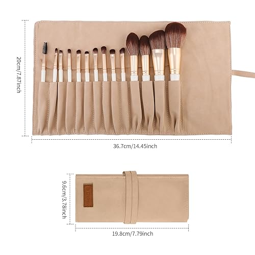 Miniatura 3 de DUcare Brochas de maquillaje con bolsa  Juego de 14 pinceles de maquillaje sintéticos profesionales para rubor, corrector, base, bronceador, polvo,