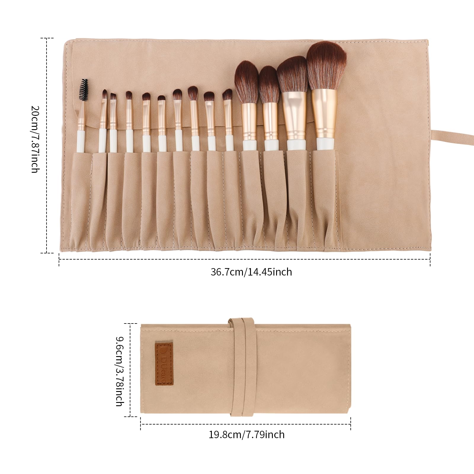 DUcare 14-Piece Professional Synthetic Makeup Brush Set with Travel Bag