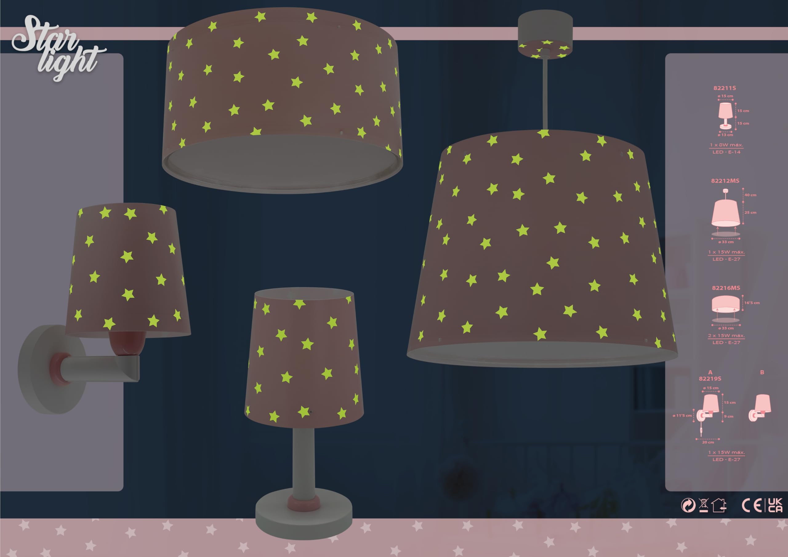 Dziecięca lampa stołowa Dalber Star Stars w kolorze jasnoróżowym