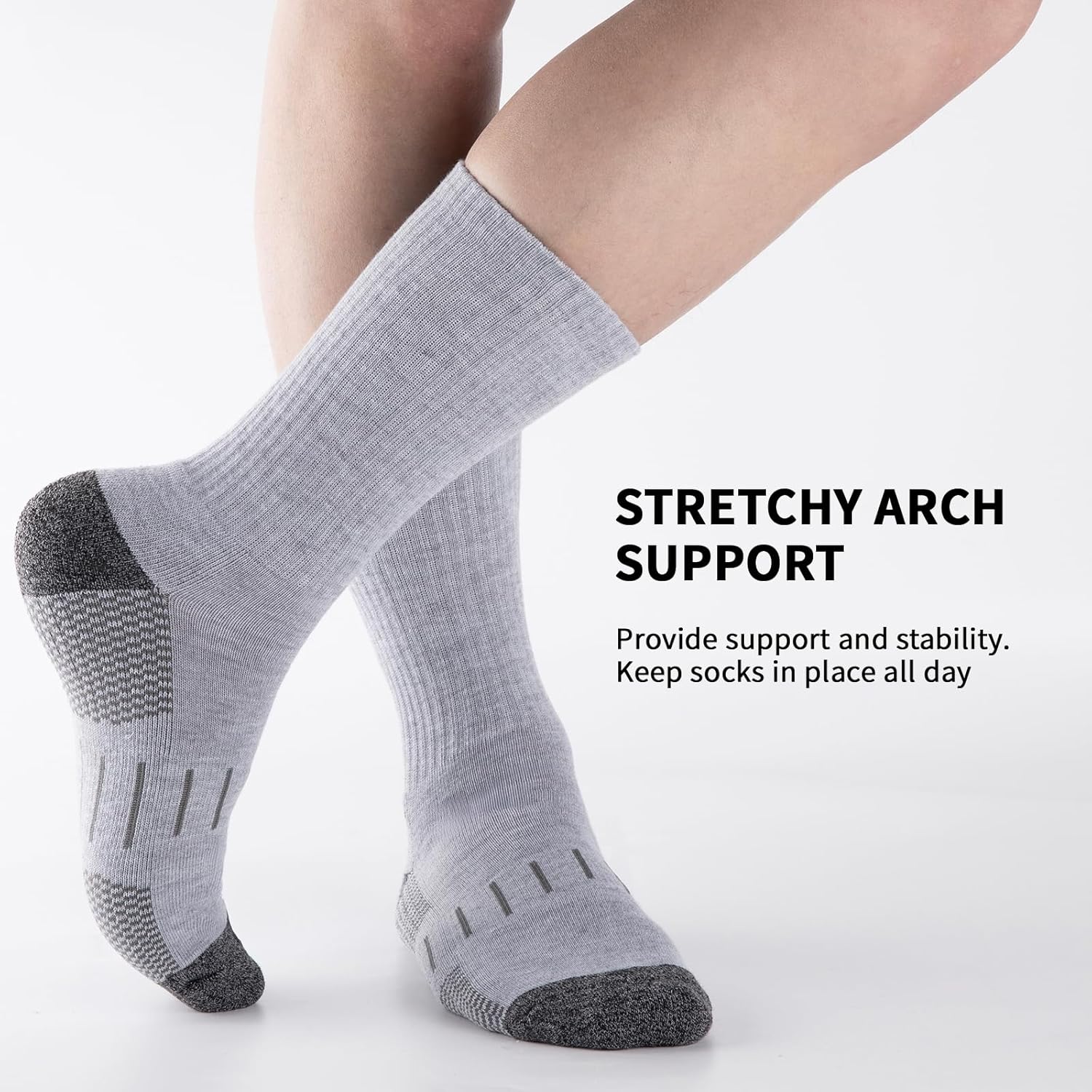 Heatuff Men’s 6 Pairs Crew Athletic Work Socks Performance Cushion Moisture Wicking Socks - Image 2