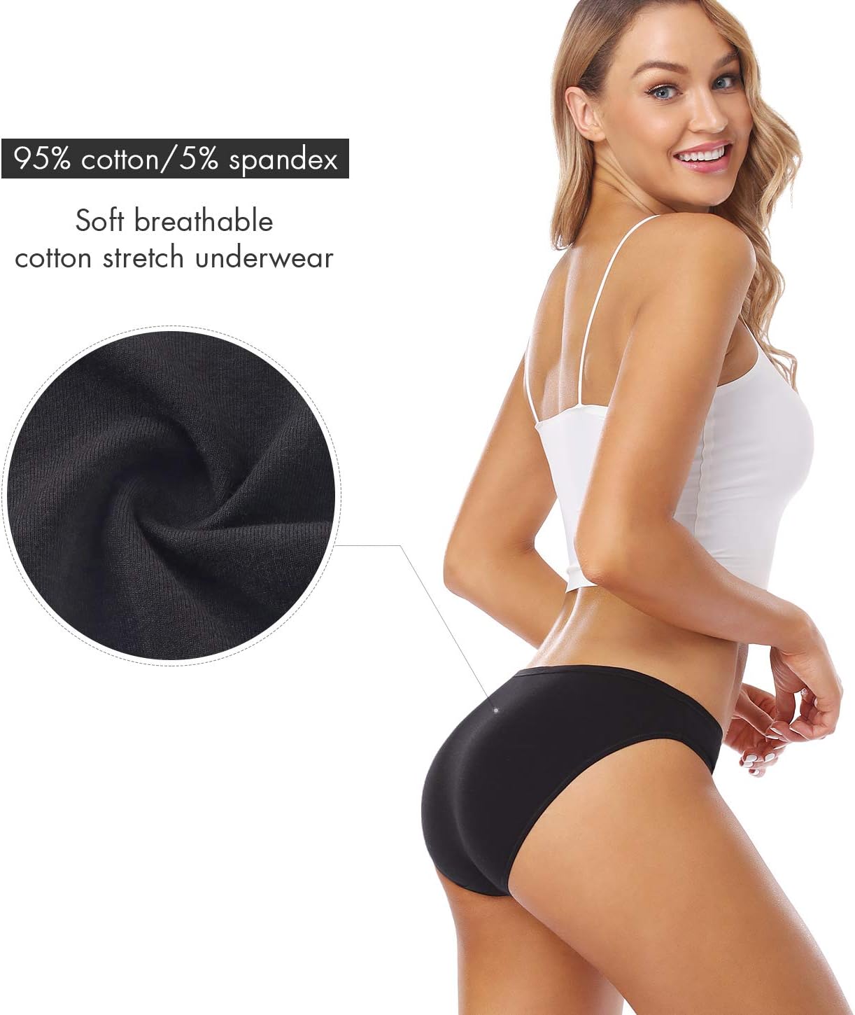 Wealurre Women’s Underwear Cotton Hipster Panties Breathable Stretch Bikini Panties for Women Pack - Image 3