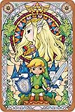 Zelda Stained Glass Nintendo High Fantasy Game Series Link Princess Zelda Metal Tin Sign Outdoor Indoor Wall Panel Retro Vintage Poster 8x12 Inch