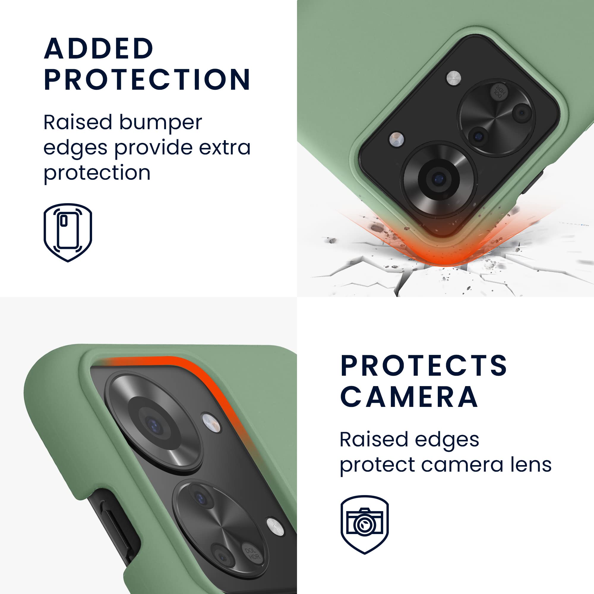 kwmobile Case for OnePlus Nord 2T 5G Case - Soft Cover - Shockproof Silicone - Wireless Charging Pottery Green - Image 3