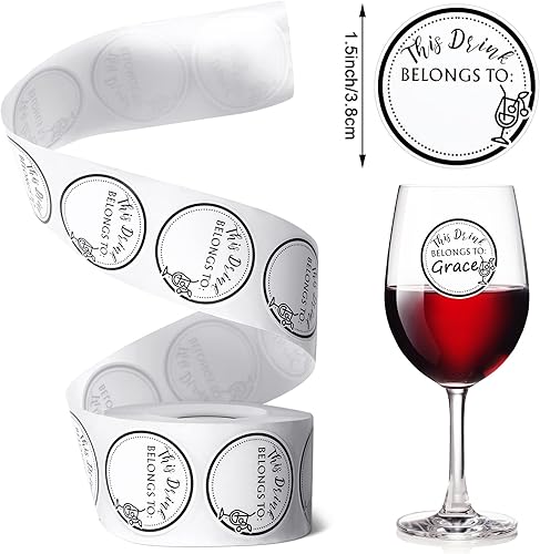 Miniatura 2 de Zonon 600 calcomanías de bebida para tazas, botellas de agua, etiquetas en blanco para bebidas pertenecientes a calcomanías para recepción de boda,