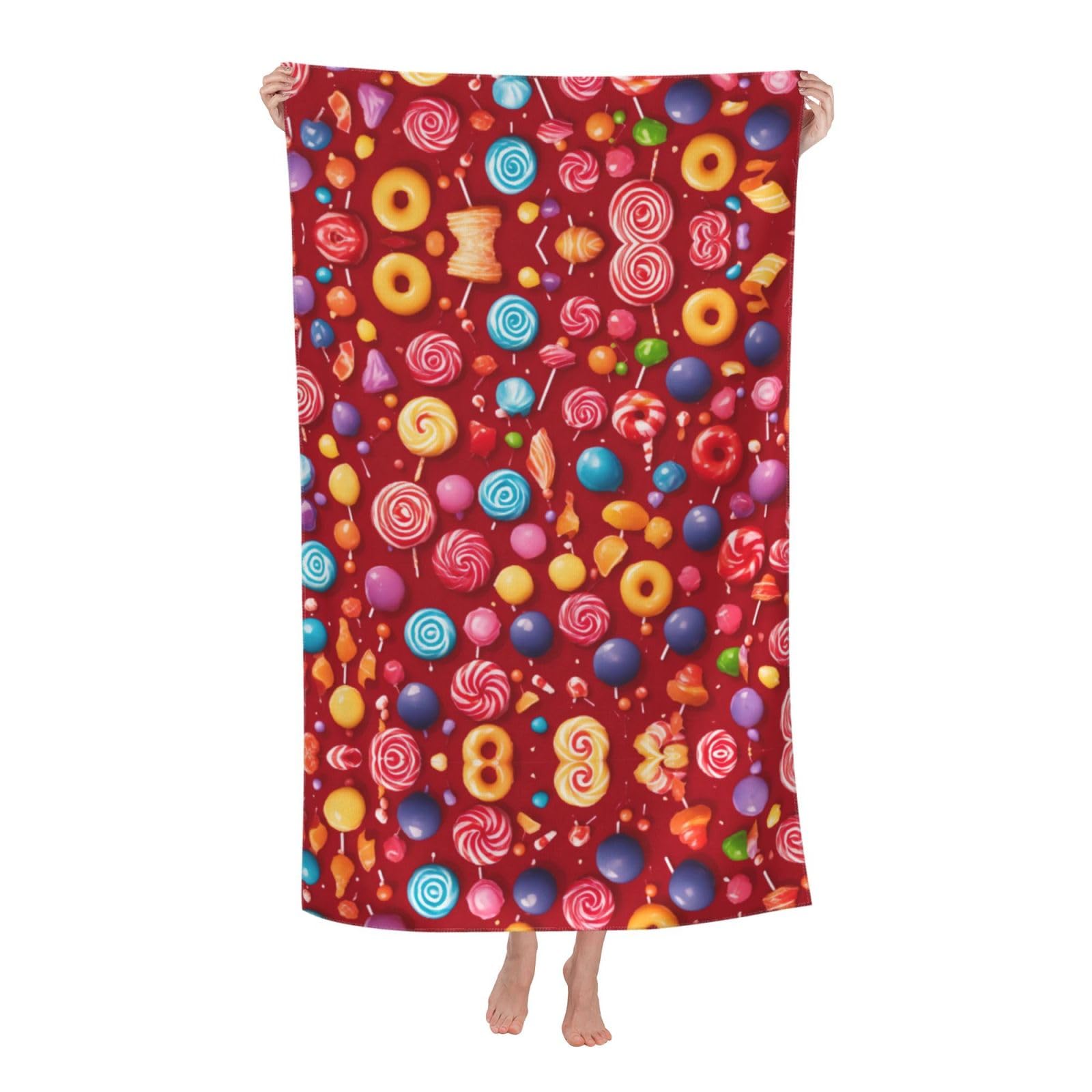 Oazcvbnn Women's White Lollipop Print Adult Beach Towel Summer Travel Pool Vacation Swimming Fitness Outdoor Adventures