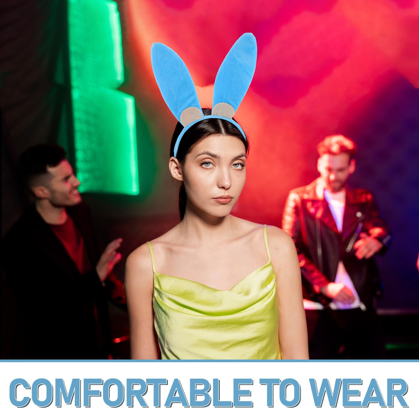 ULTECHNOVO Serrage-Tête Oreilles de Lapin Bleu Électrique en Fourrure Douce Accessoire de Déguisement Lapin pour Cosplay Fêtes et Anniversaires Bandeau Léger et Confortable pour Femmes