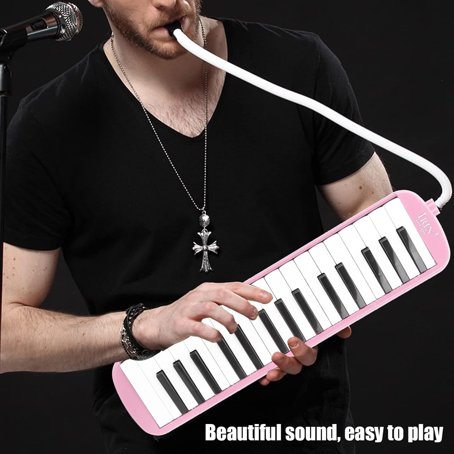 32 Key Melodica Air Piano Keyboard Instrument with Mouthpiece for Beginners Adults Music Education Practice