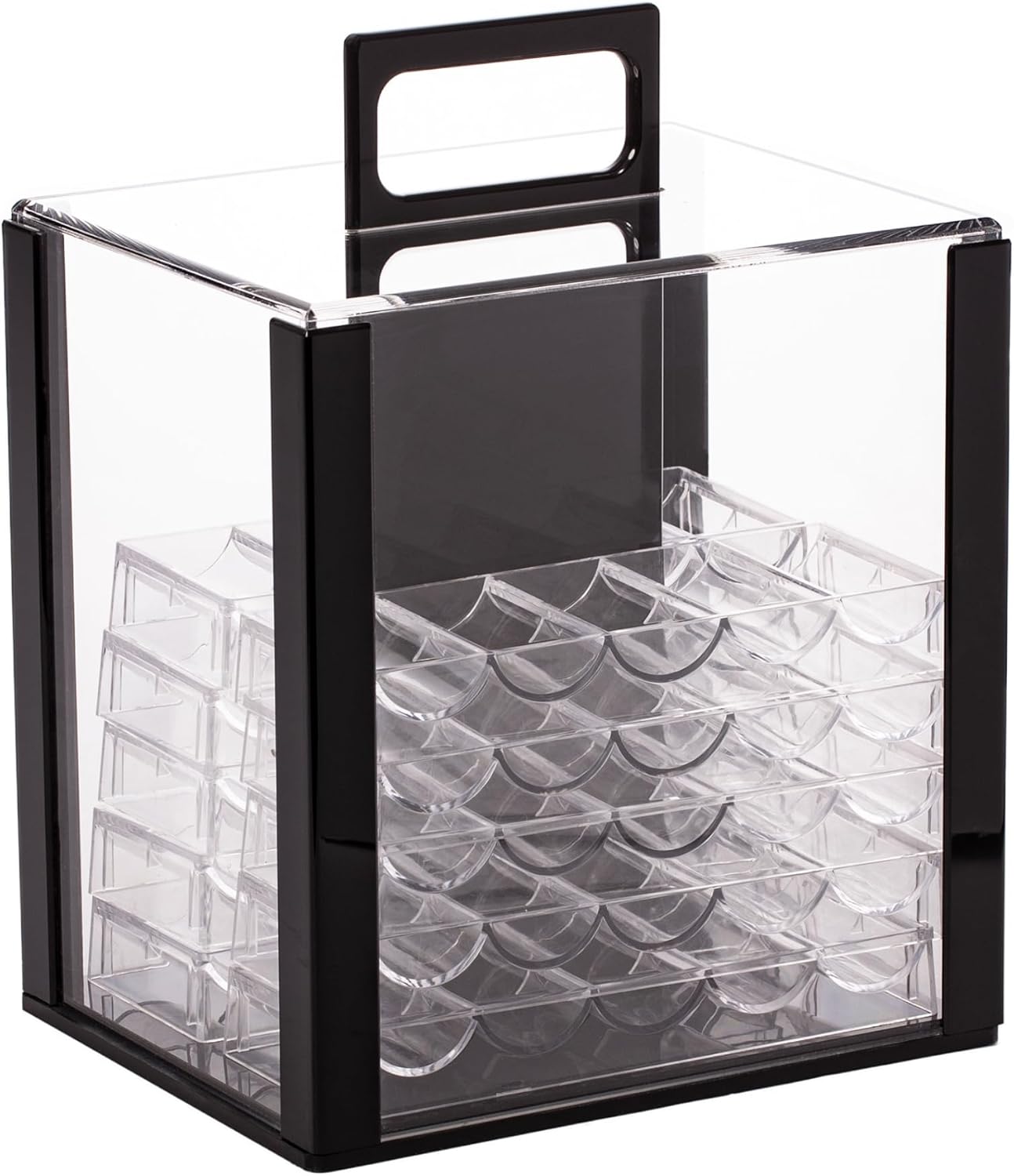 1000-piece Acrylic Black Diamond Poker Chip Case - 14-gram Heavy Clay Composite Set - Casino Chips for Texas Holdem, Blackjack - Betting Game Accessories