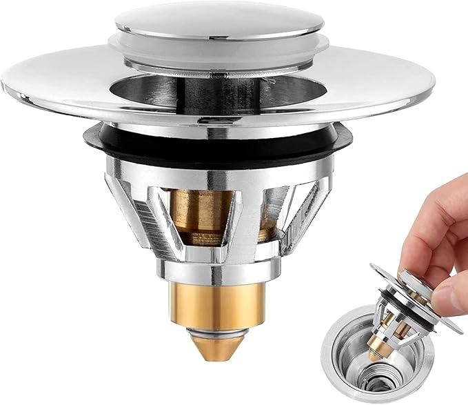 crushstore Sink Plug, Pop up Strainer Spring Core PushType Drain Plug