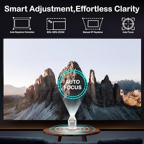 Miniatura 4 de Auto Focus & 1080P Mini proyector portátil con soporte 4K, proyector inteligente con WiFi y Bluetooth