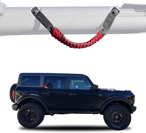 Miniatura 5 de BESTAOO Asas de agarre para barra antivuelco, mango de agarre de paracaídas para accesorios Ford Bronco 2021 2022 2023 2024, paquete de 2 (rojo)