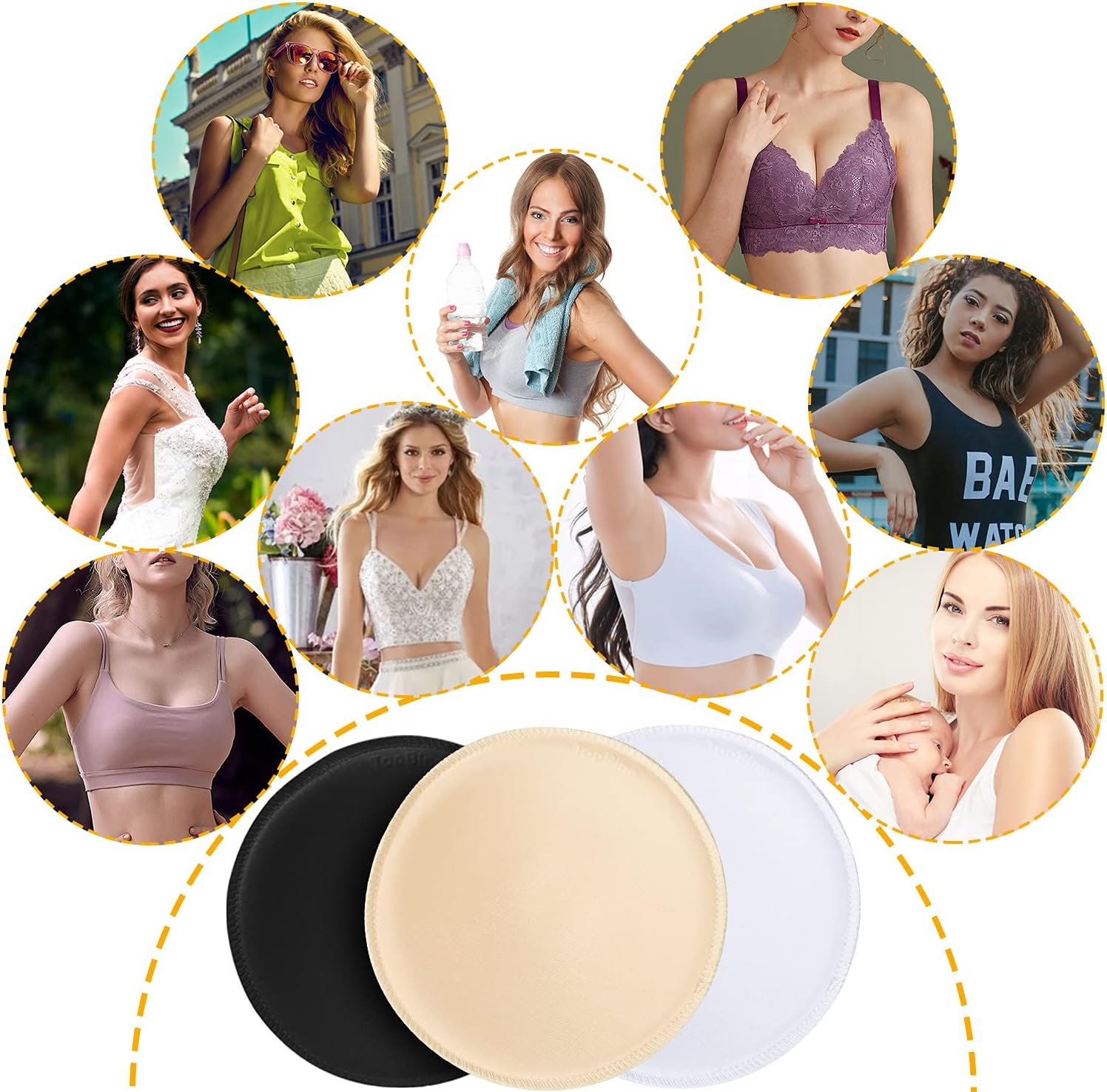 TopBine 3 pairs Round Soft Bra Inserts Pads Removable Sport Bra Cups inserts Mastectomy Bra Inserts For Bikini Top Swimsuit - Image 7