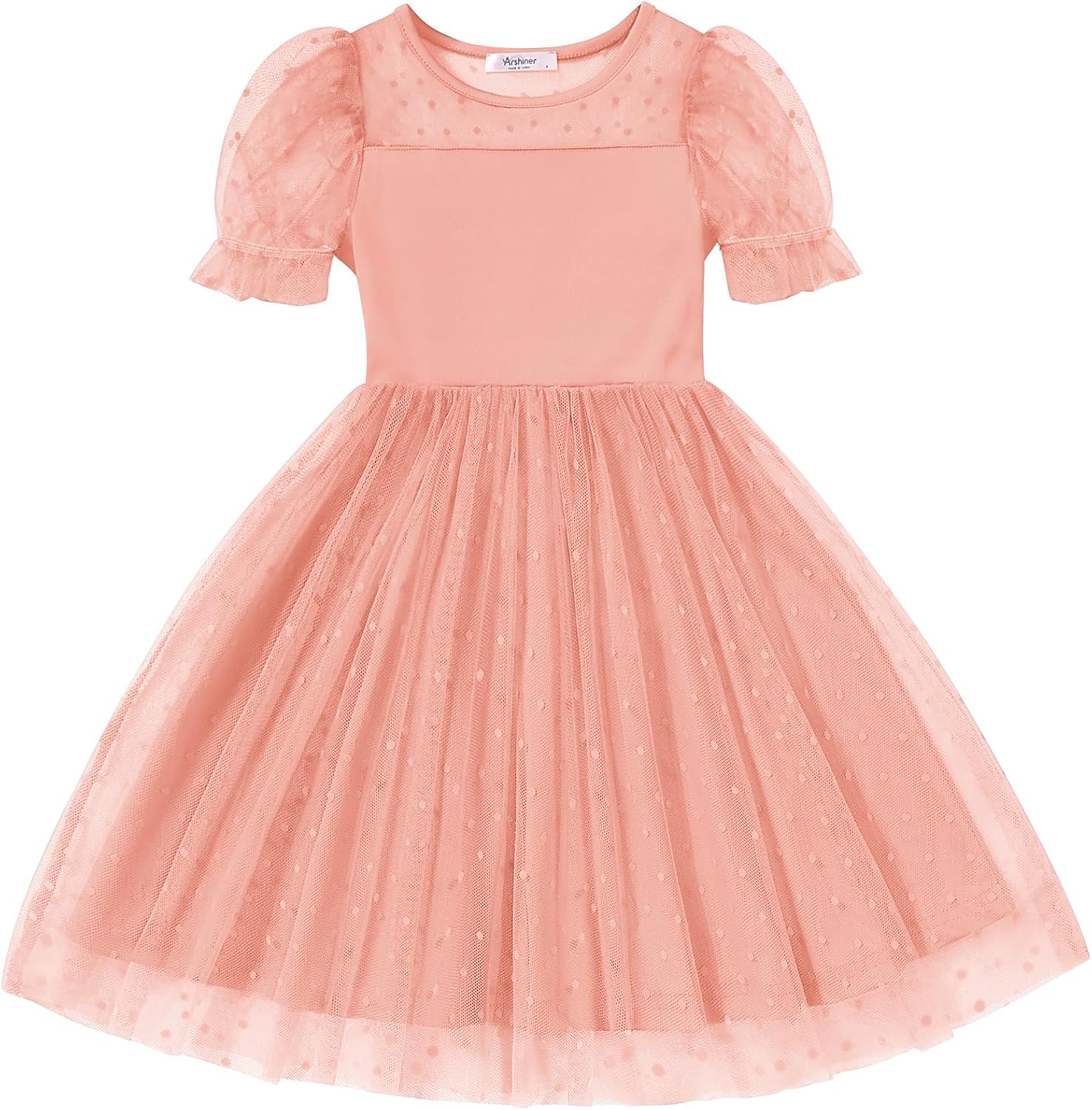 Arshiner Toddler Girls Tulle Summer Puff Sleeve Baby Girls Tutu Princess Party Casual Dress 2-6Y