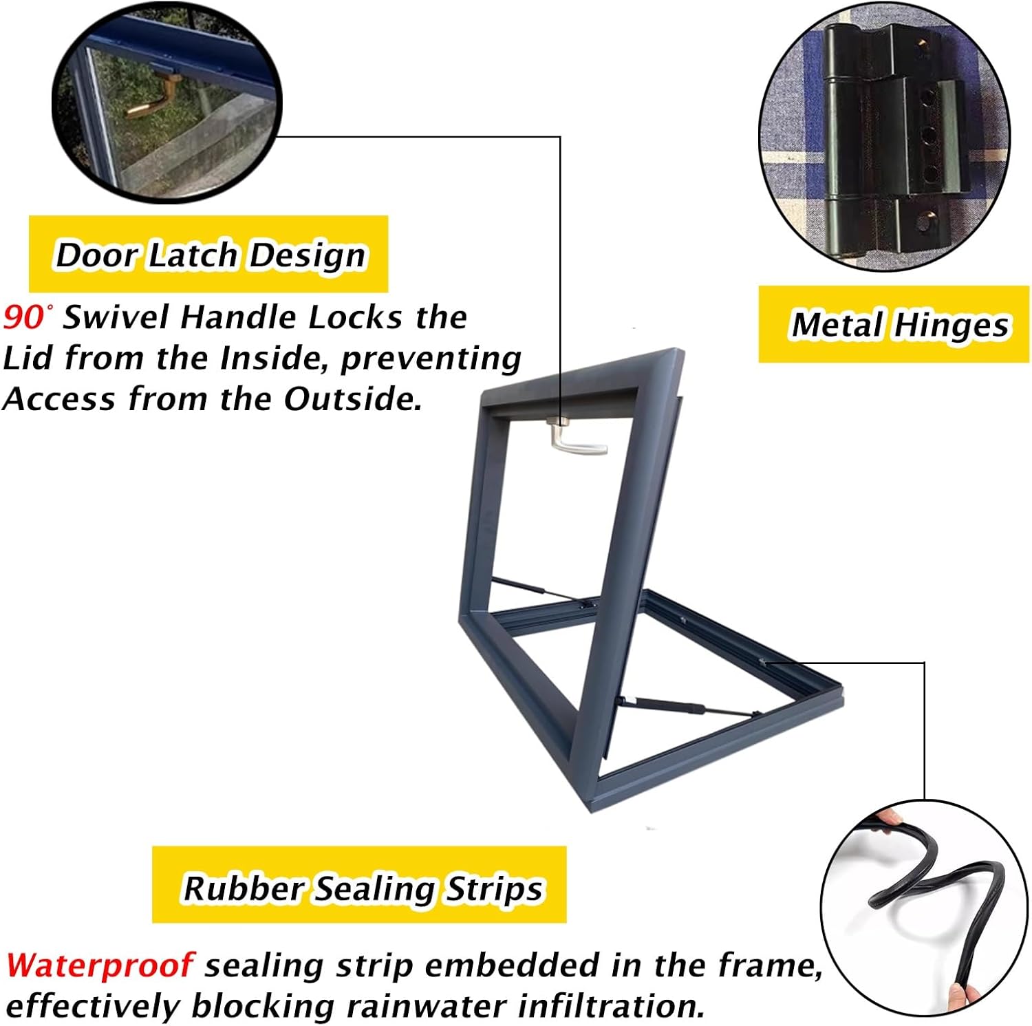 14x14 40x40 Skylight Window - Attic Skylight Lids with 0.8" Double-Layer Tempered Glass & Gas Strut Rods, Large Basement Roof Access (14x28in) for Optimal Natural Light