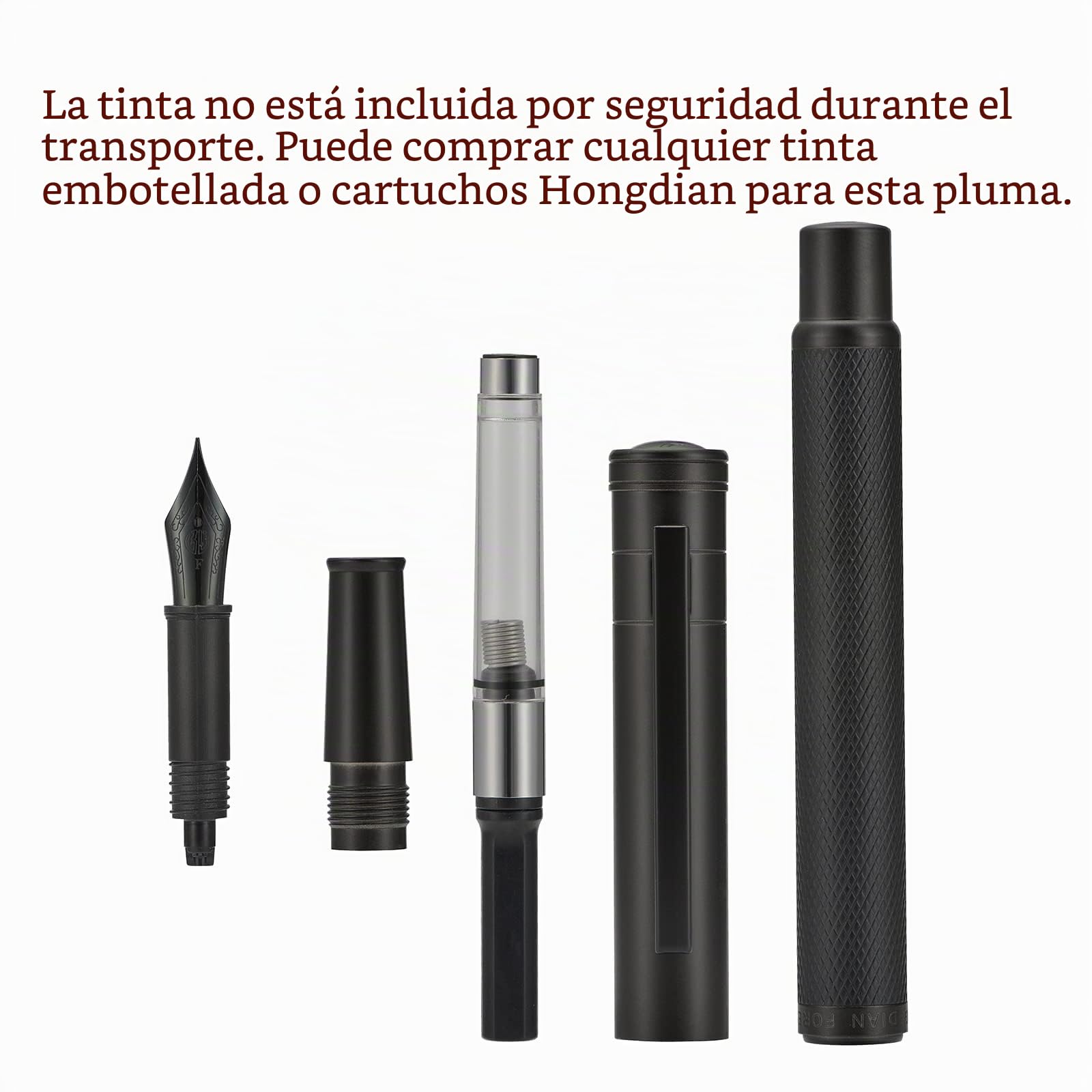 Asvine Juego de Pluma Estilográfica Selva Negra Mate con Punta Fina Diseño Clásico con Convertidor y Caja de Metal de Hongdian