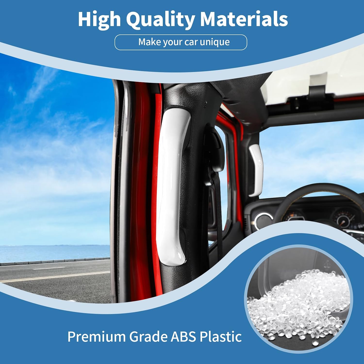 for 2024 Jeep JL A&B Pillar Grab Handle Trim Cover Compatible with Jeep Wrangler JL JLU Gladiator JT 2024 White Interior Accessories 4 pcs