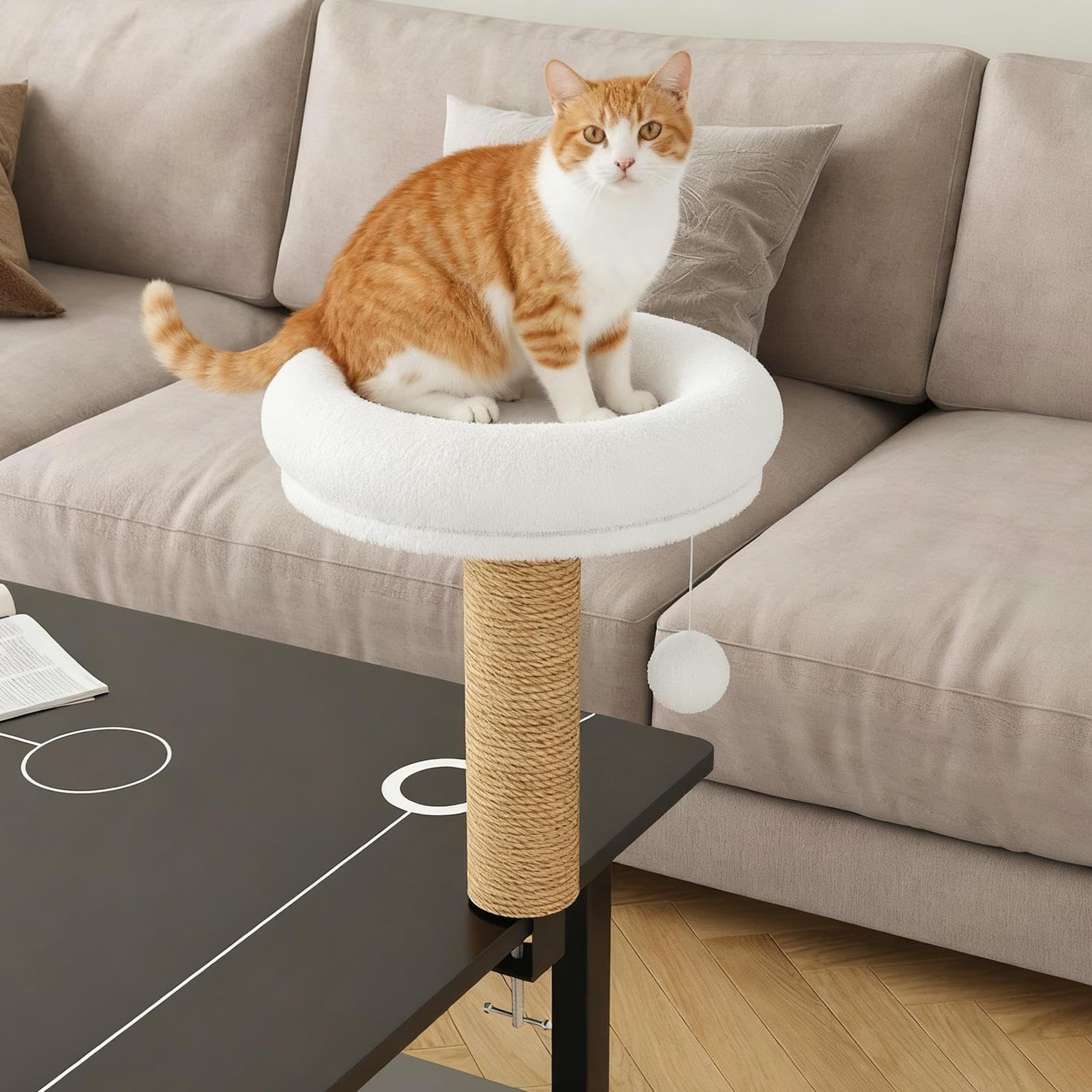Cuccia Per Gatti Da Scrivano Montaggio,Antiribaltamento 360° Girevole Riscaldata | Antiscivolo per Tavolo | Per Interni Casa Inverno Camera Da Soggiorno Balcone Libreria Postazione Di Lavoro