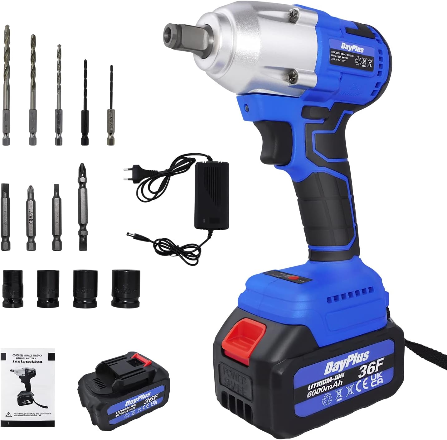 Brushless Impact Wrench 1/2 inch Electric High Torque Wrench, Power Electric Ratchet Driver with