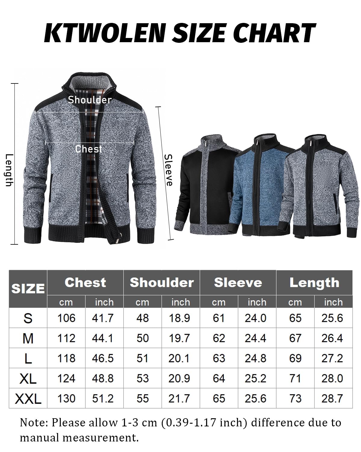 Cardigan da Uomo Lavorato a Maglia con Cerniera Intera Giacca Stand Collare Classico Felpa Manica Lunga Giacca Pullover con Zip Invernale