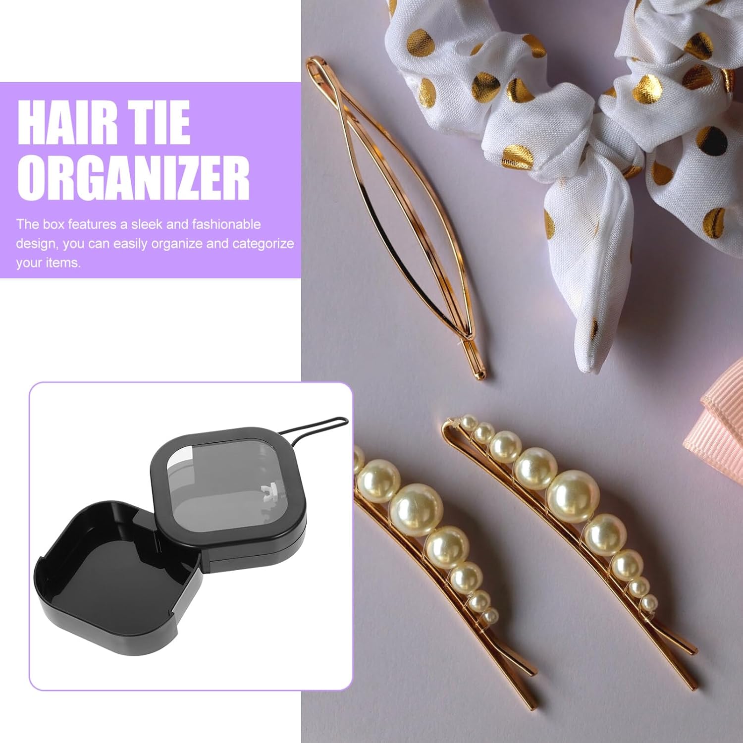 4pcs Portable Hair Clip Organizer and Hair Tie Storage Travel-friendly Jewelry Box for Clips Scrunchies and Accessories Compact and Lightweight Design