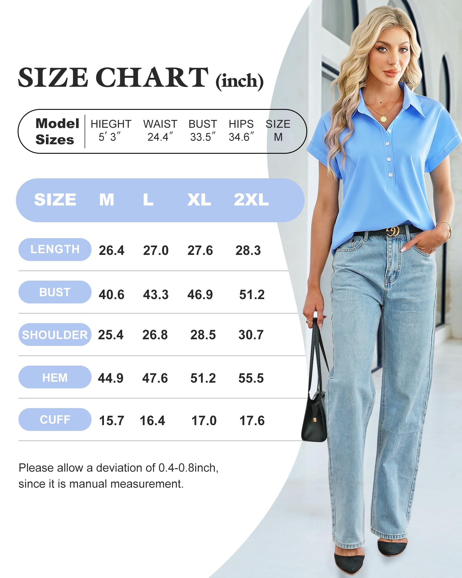 Bebonnie Camisas de vestir de manga corta con botones para mujer, blusas de vestir con cuello para el trabajo y la oficina