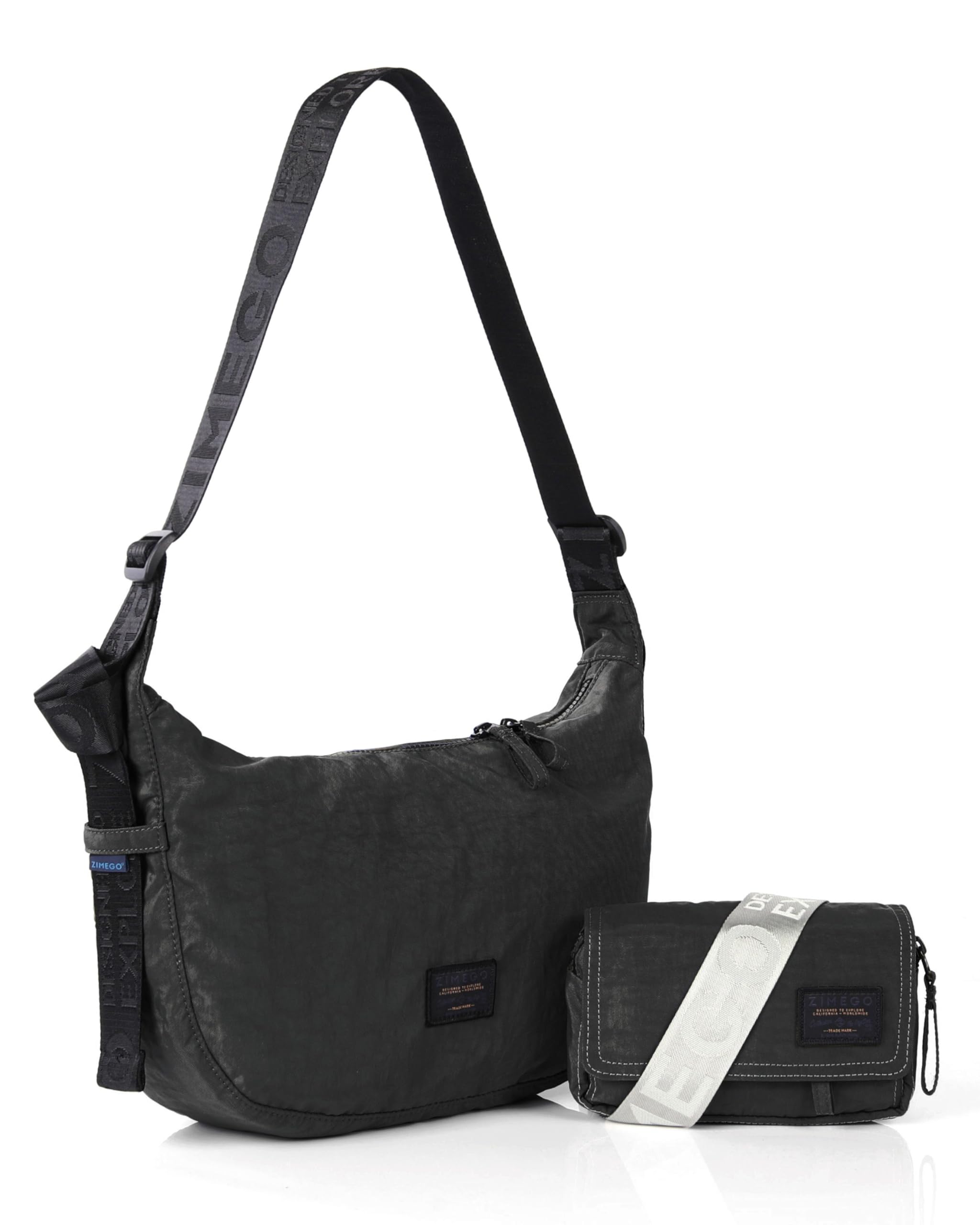 ZIMEGO Basic Crescent Crossbody Hobo Bag with Mesh Zipper Pocket