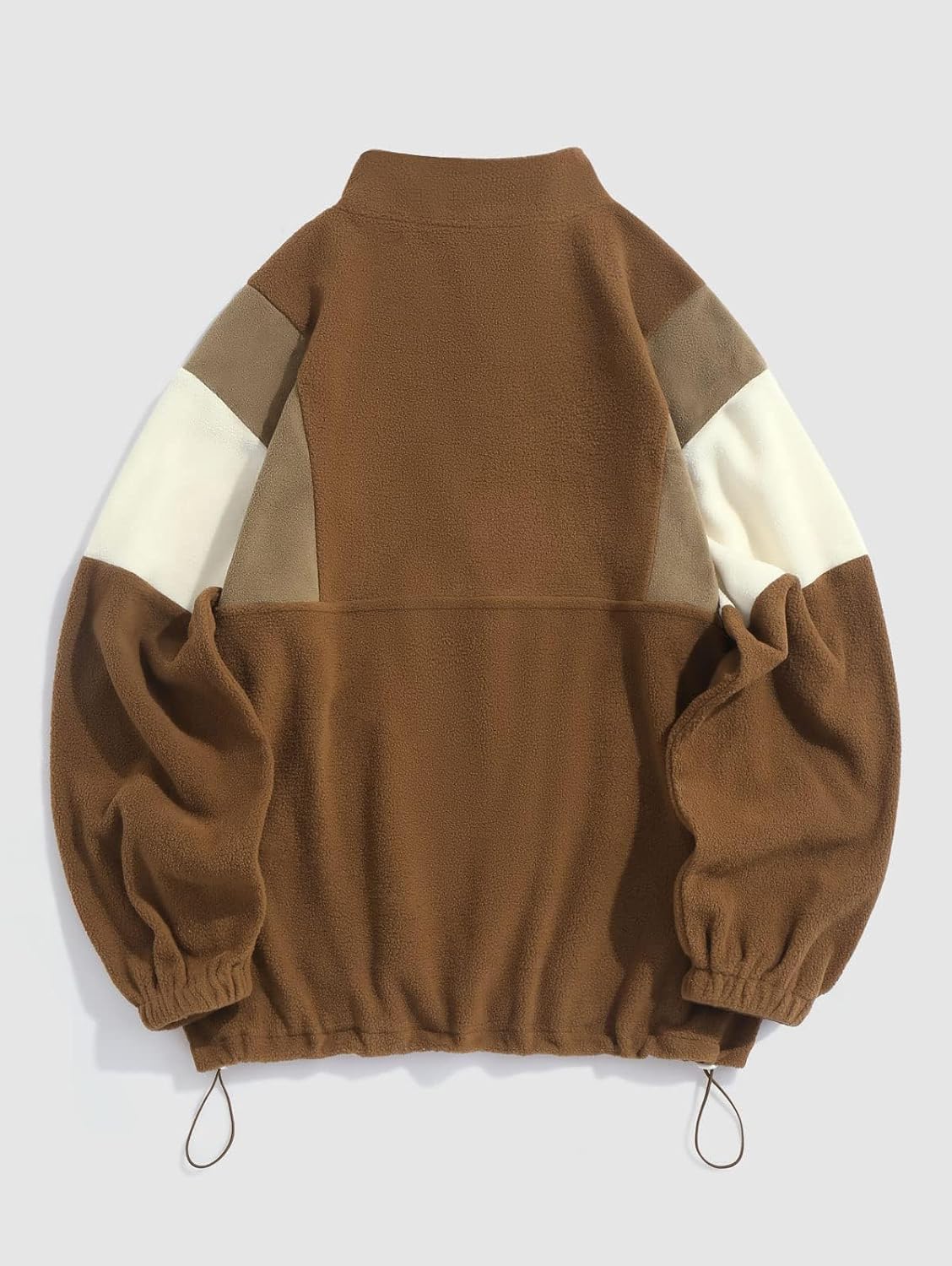 ZAFUL Men's Fluffy Polar Fleece Sweatshirt NEW YORK Embroidery Colorblock Half Zip Unisex Hoodie