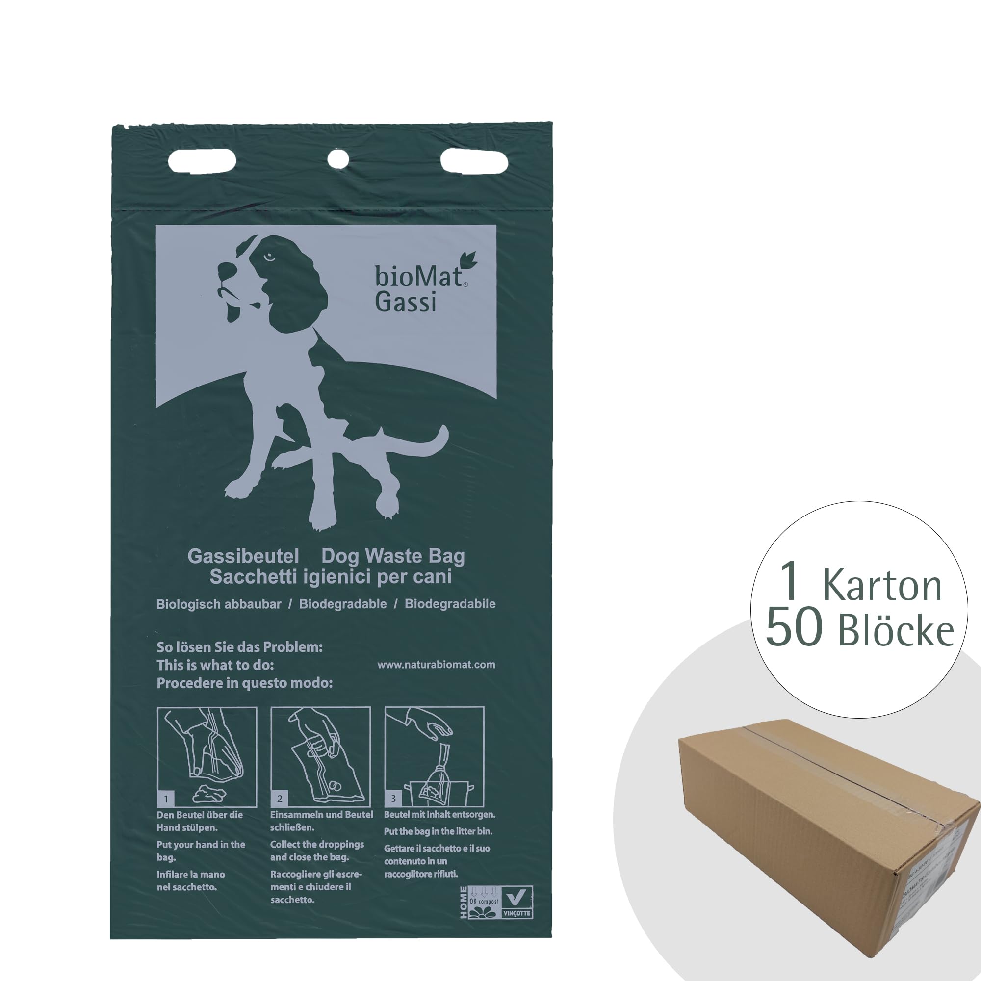 bioMat Sacchetti Compostabili per Cani, 2500 Pezzi, Verde, Prodotti nell'Unione Europea