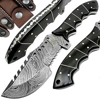 Best.Buy.Damascus1 Buffalo Horn 9.5'' Tracker Fixed Blade Hand Made Damascus Steel Hunting Knife Prime Quality - Best.Buy.Damascus1