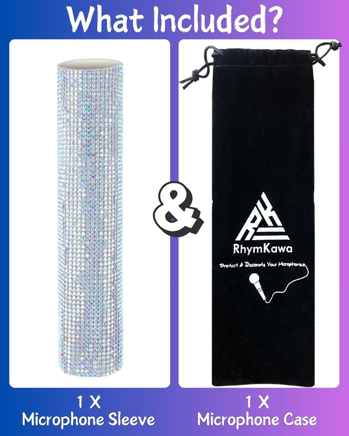 Bling Wireless Microphone Decorate for Universal Handheld and Beta58 SM58 Beta87 PG58, Eyes Catching for Event (Mic NOT Included)