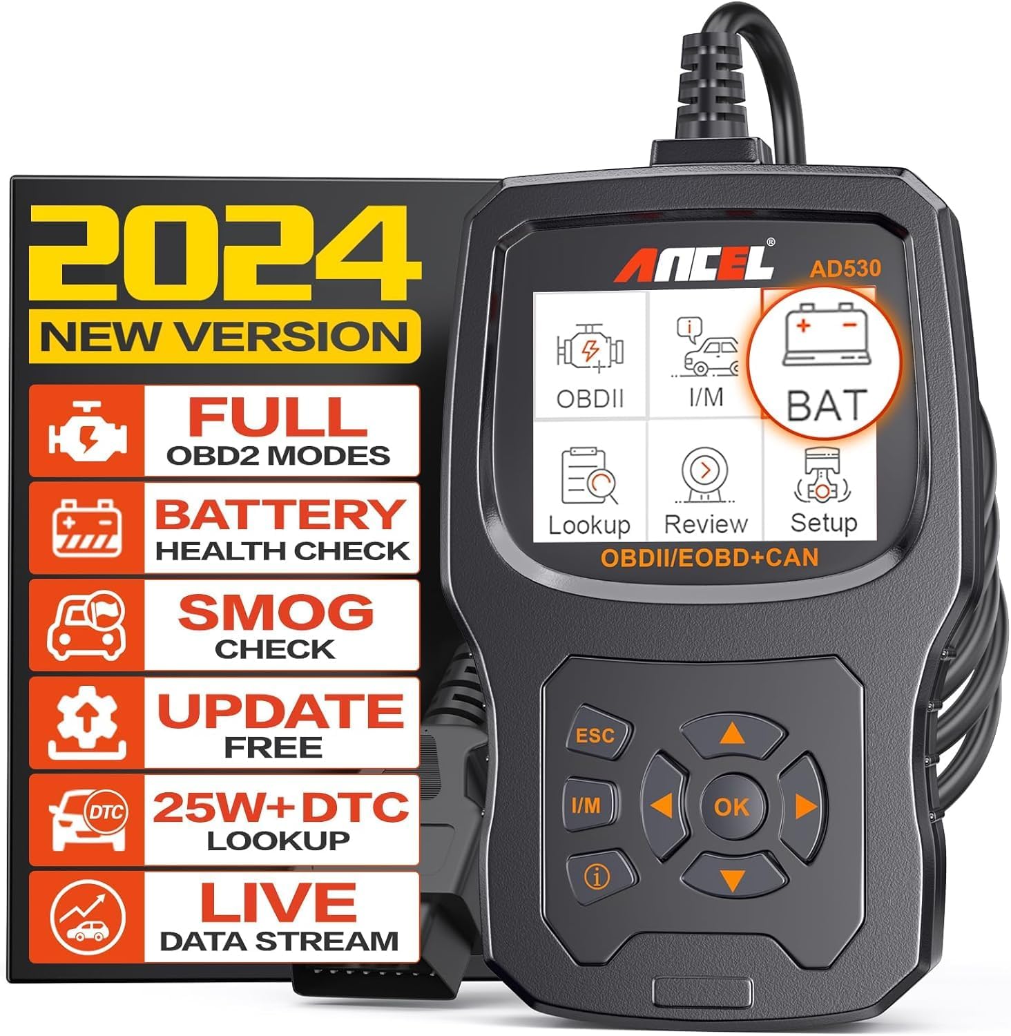 ANCEL AD530 Enhanced OBD2 Scanner Car Code Reader Battery Test Engine