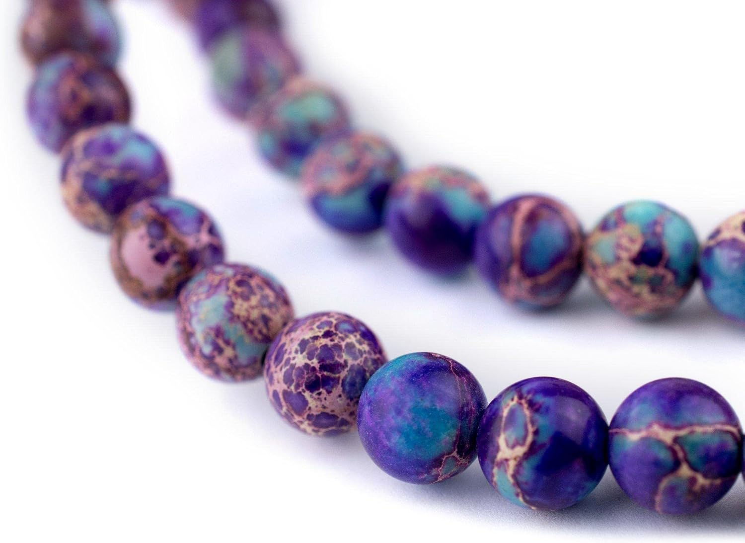 The Bead Chest Galaxy Sea Sediment Jasper Beads (8mm): Organic Gemstone Round Spherical Energy Stone Healing Power Crystal for Jewelry Bracelet Mala Necklace Making