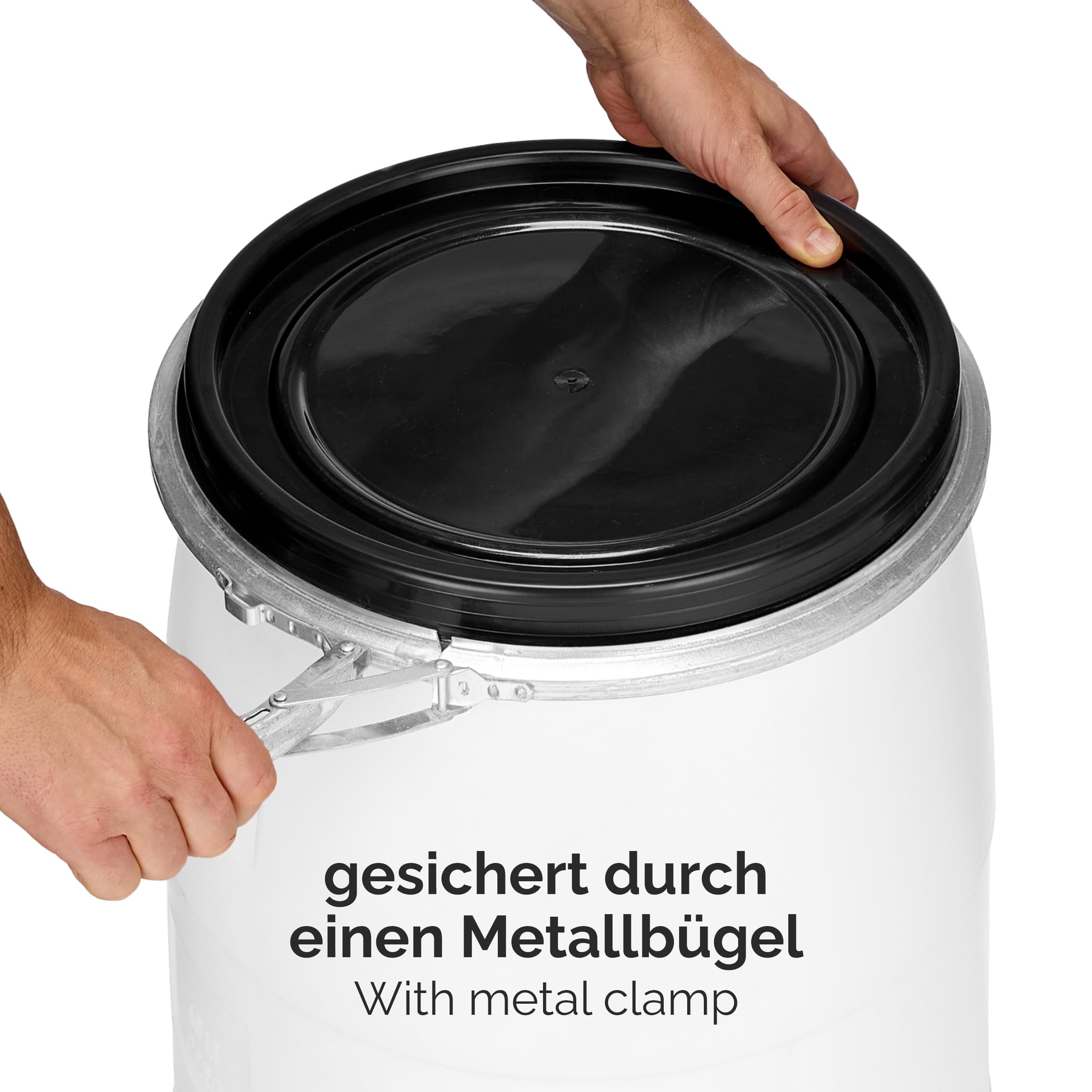 Garronda Set 2x 60 Liter Deckelfass Weithalsfass aus HDPE Regenfass für Garten Fass 60l Wassertonne Futtertonne Wasserbehälter Universalfass Wasserfass Lebensmittelfass Wassertank GD-0122, Weiß