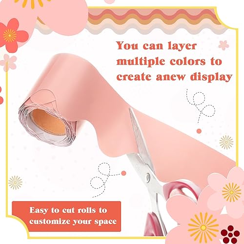 Miniatura 3 de 7 rollos de 206.5 pies, bordes festoneados para tablón de anuncios, decoración bohemia para el aula, para profesores, estudiantes, tablón de