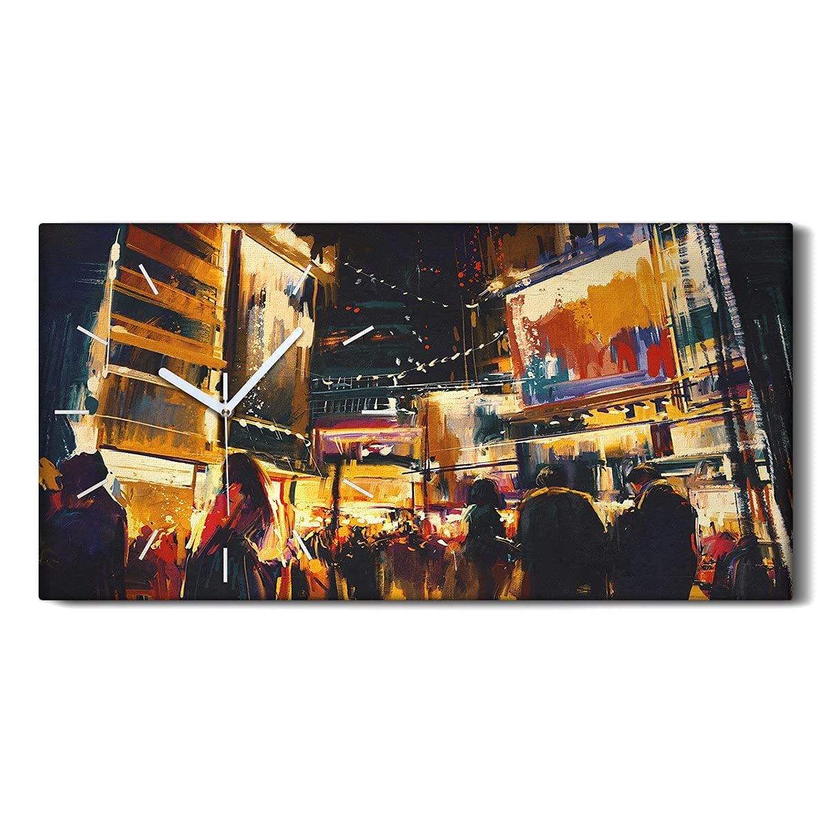 Horloge sur Toile Silencieuse sans Tic-Tac Ville de la Nuit