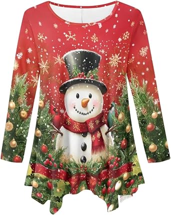 Showudesigns Christmas Tunic Tops for Women Plus Size Christmas Shirts Gifts
