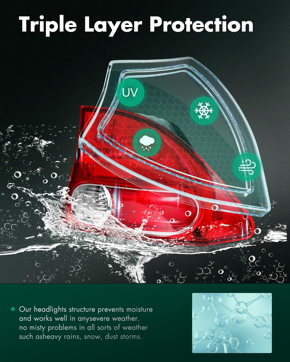 SCITOO Tail Light Assembly Fit 2006-2008 for Honda Civic Sedan Pair Taillamps Chrome Housing Red Lens HO2801165