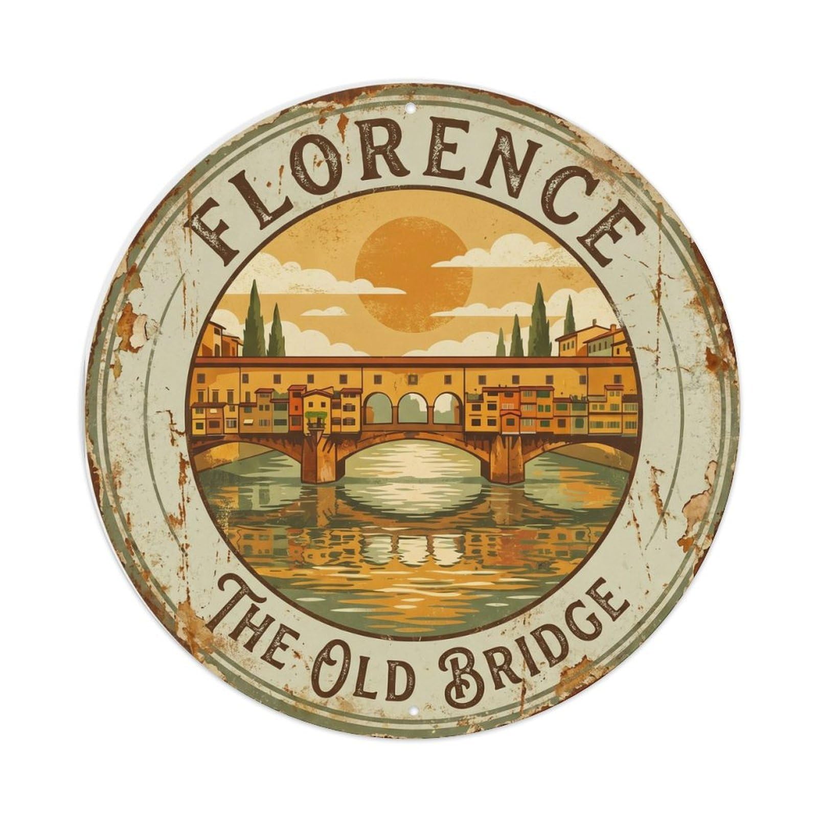 Fqnyr Style Vintage Travel Ponte Vecchio Florence Metal Tin Sign