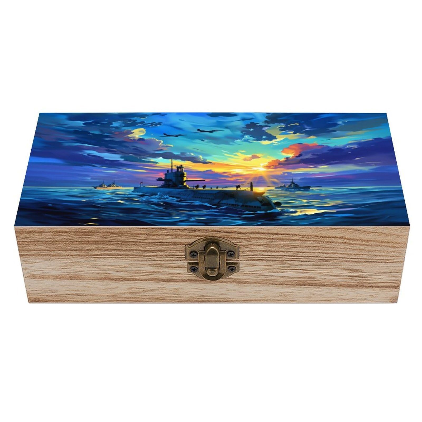 asbwuo Sea Vintage Wooden Keepsake Box