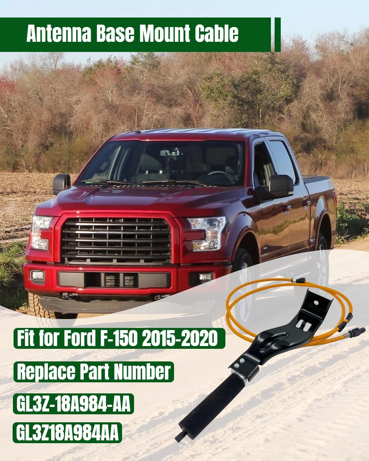 GL3Z-18A984-AA Antenna Base Mount Cable Fit for Ford F150 F-150 2015-2020 Replace GL3Z18A984AA