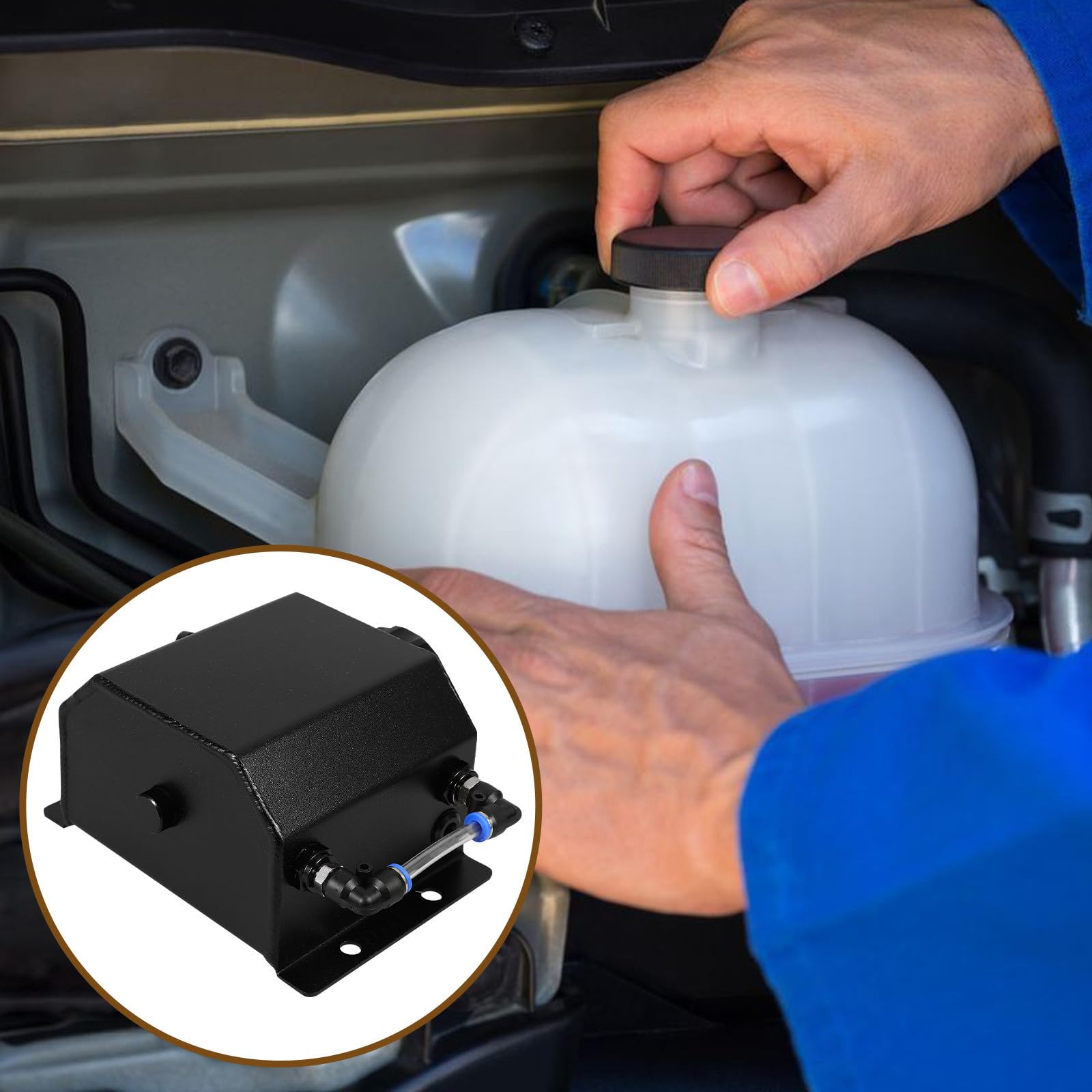 Réservoir de Récupération D'huile pour Voiture 1l Métal Noir