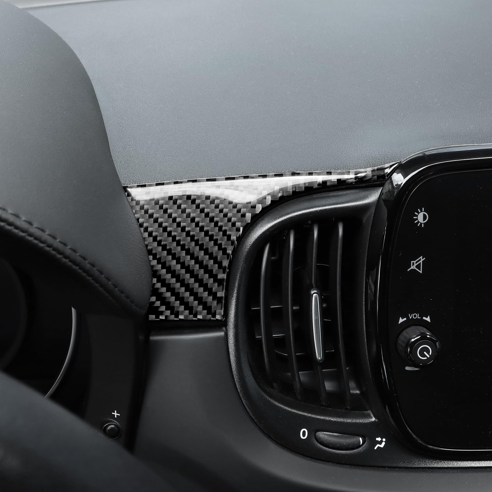 KUNGKIC Per Fiat 500/500C Abarth 595/595C 695/695C 2016-2024 Fiat 500E 2016-2019 Auto Console Centrale Dashboard Trim Fibra di Carbonio Adesivo Interno Accessori (Nero)