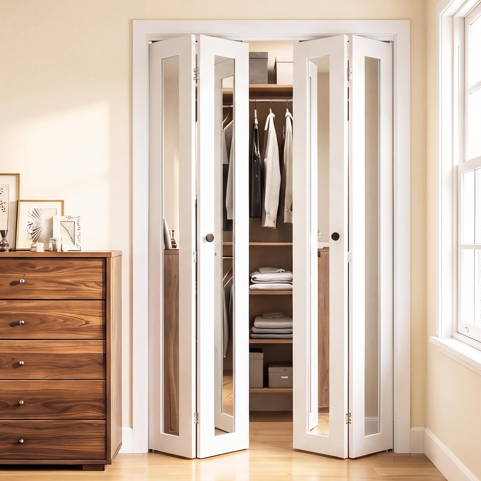 VEVOR 4 Paneles Puerta Corredera Plegable con Herrajes 1219 mm x 2032 mm