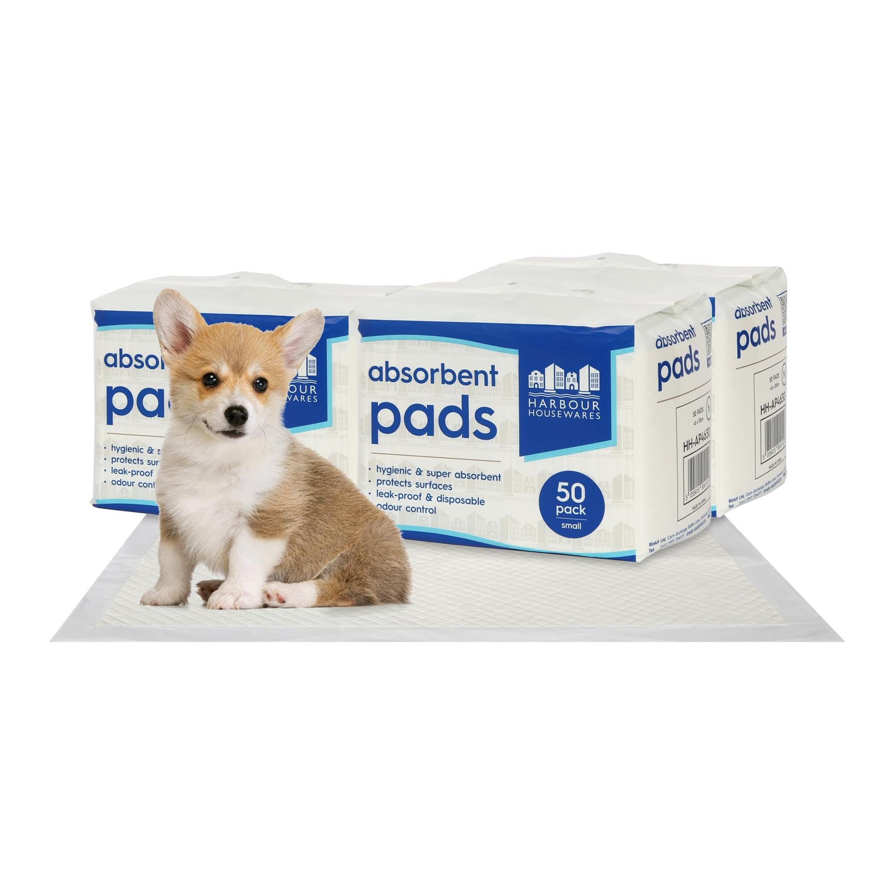 Harbour Housewares White 150X Disposable Puppy Pads - 32.5Cm X 45Cm - Small Absorbent Puppy Training Pads Leak-Proof Pee Pads For Dogs, Cats, Kittens Potty Training Mats