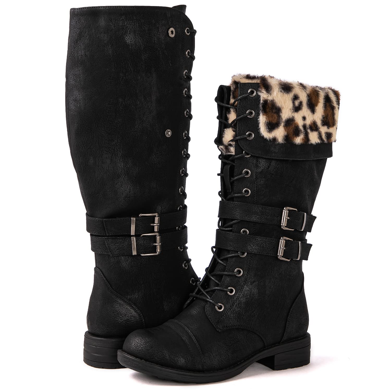 GLOBALWIN Women's Knee High Combat Boots