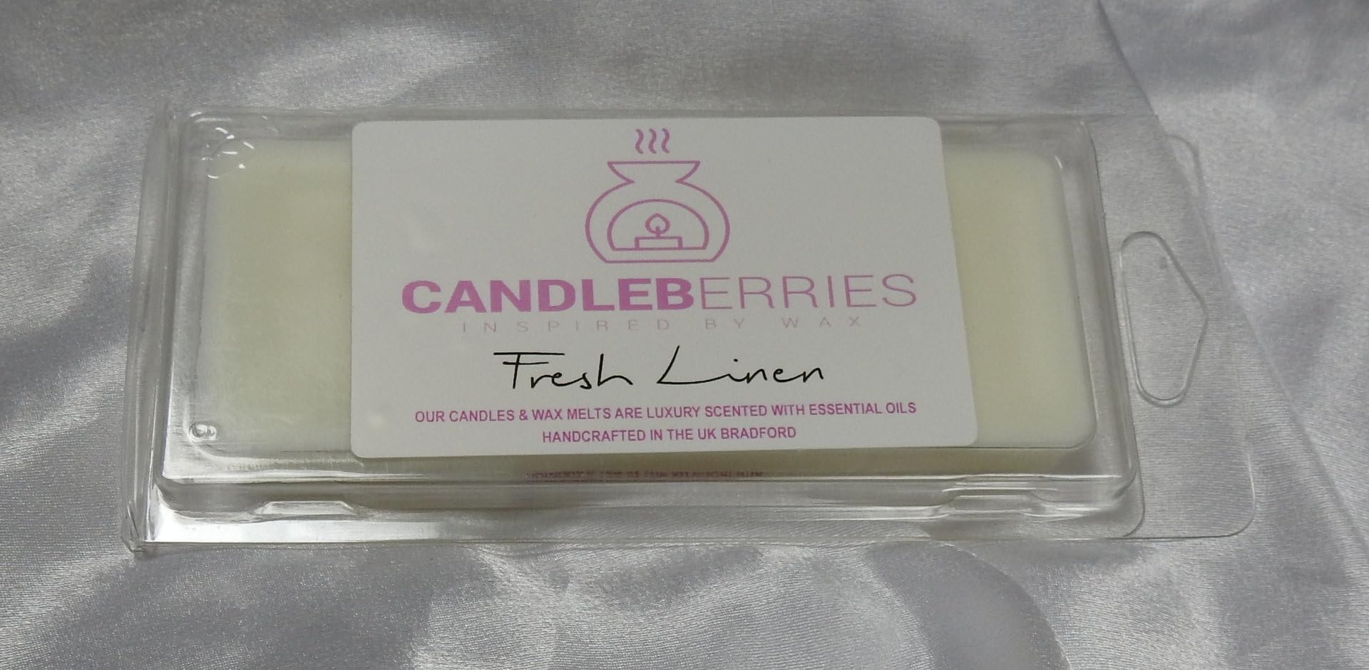 Fresh Linen Wax Melts | 1x 10 Cavity Luxury Handcrafted Clamshell/Snap Bar 50g | Over 40Hrs Burn Time Per Clamshell | Vegan & Pet Friendly | Cruelty & Eco Friendly | Handcrafted UK