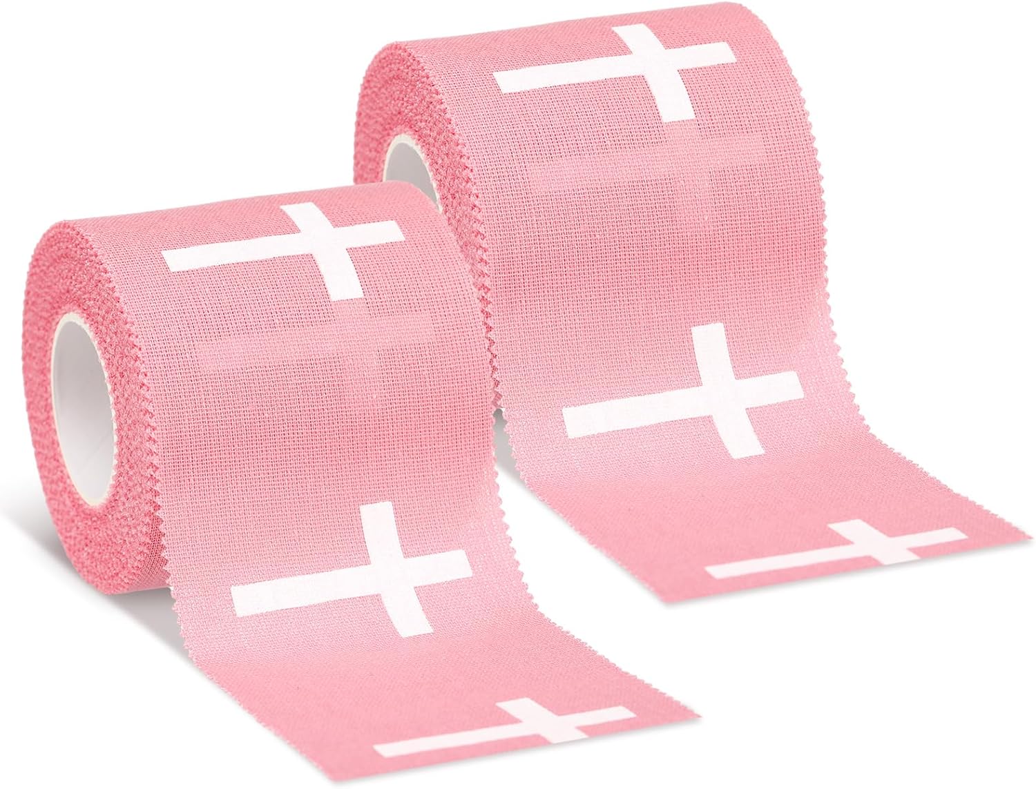 MiniInflat 2 Pcs Christian Cross Athletic Tape Sports Tape 2in x 23ft Religion Jesus Wrist Wrap for Soccer Football Baseball, Gift for Graduation Teacher Nurses Week Pentecost(Pink,Crosses)
