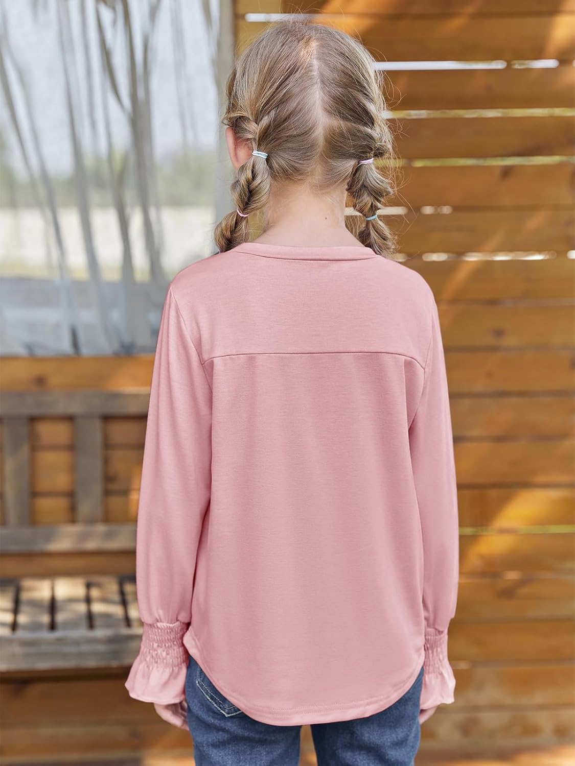 Haloumoning Girls Long Sleeve Shirts Kids Fashion Crew Neck Tunic Tops Blouse 5-14 Years - Image 6