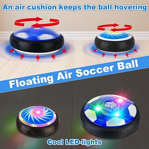 Miniatura 4 de Juego de pelota de fútbol Hover 4 en 1, hockey y bolos, juguete deportivo flotante de aire LED para jugar en interiores y exteriores, para niños de